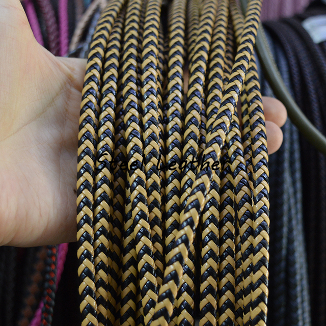 Partia 5 m żółtych i czarnych płaskich plecionych super włókien skórzanych sznurów o wymiarach około 6x4 mm - idealne do biżuterii DIY i rękodzieła - Wianko - 1
