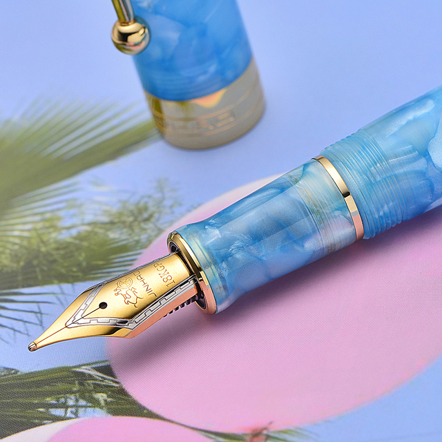 Pióro wieczne Jinhao 100 Centennial z żywicznym korpusow w kolorze Sky Blue, złotym klipem i stalówką Iridium EF/F/M/Bent, wraz z konwerterem - idealne biurowe pióro dla biznesu - Wianko - 4