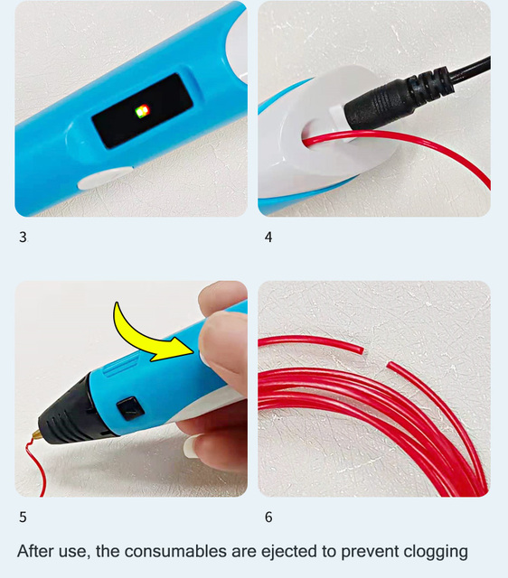 KRFA 3D Długopis LED Ekran DIY - Zestaw dla dzieci do dekoracji oraz kreatywnych projektów rysunkowych (PLA Filament w zestawie) - Wianko - 12