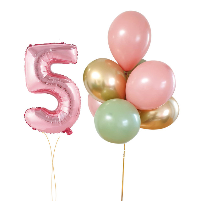 Partia 9 nowych różowych zielonych balonów 32 cali, 1-9 różowy balon na dziewczynę, urodziny, wesele, dekoracje, DIY Party Supply - Wianko - 6