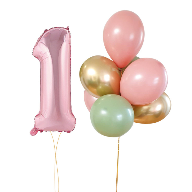 Partia 9 nowych różowych zielonych balonów 32 cali, 1-9 różowy balon na dziewczynę, urodziny, wesele, dekoracje, DIY Party Supply - Wianko - 2