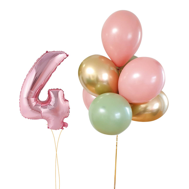 Partia 9 nowych różowych zielonych balonów 32 cali, 1-9 różowy balon na dziewczynę, urodziny, wesele, dekoracje, DIY Party Supply - Wianko - 5