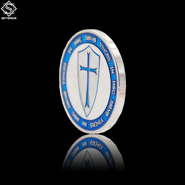 Replika Monety Krzyżowców - 5 Sztuk Święty Krzyż z Niebieskim Mieczem Templariuszy Euro Srebrna Kolekcja - Wianko - 9