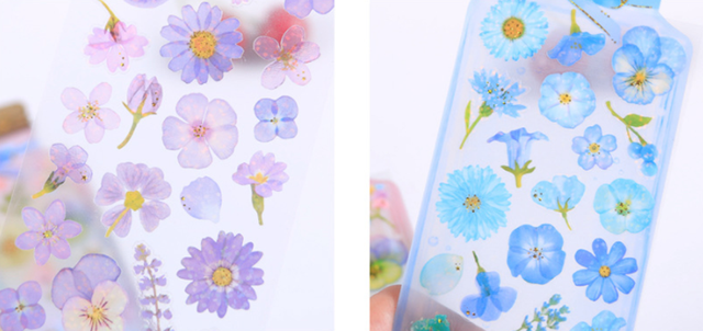 Naklejka PVC na butelkę - kwiaty, pamiętnik, dekoracja albumu (2 sztuki) - Wianko - 18