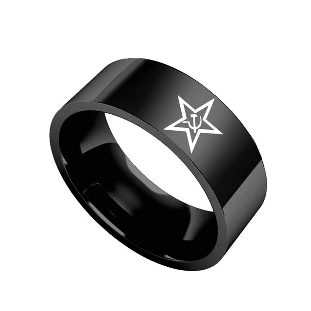 Pierścień stalowy z emblematem Sierp i Młotek, modny prezent Vintage - Wianko - 4