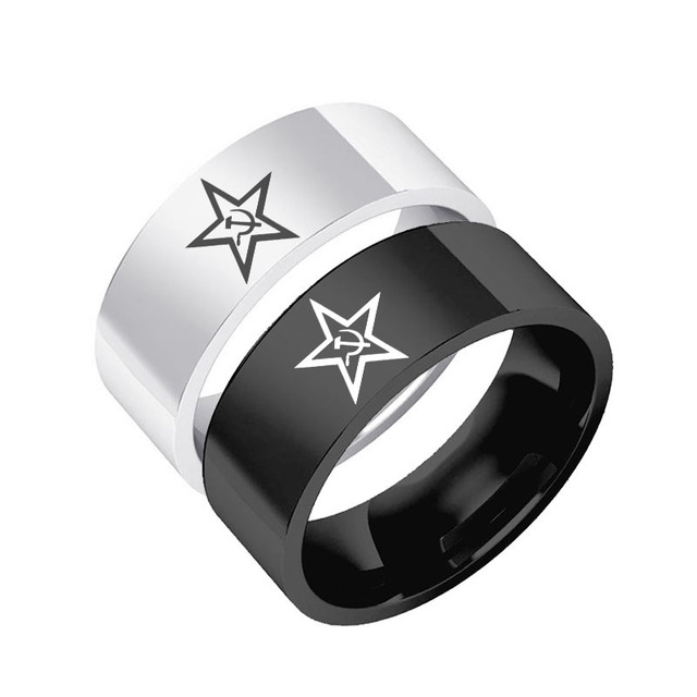 Pierścień stalowy z emblematem Sierp i Młotek, modny prezent Vintage - Wianko - 1