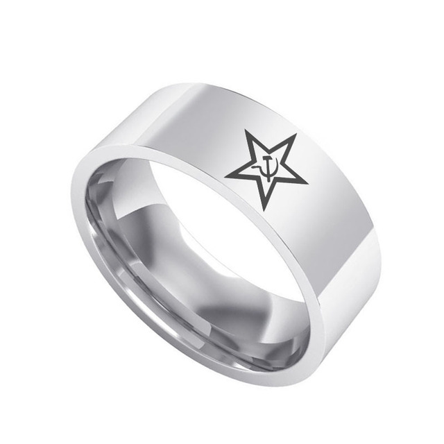 Pierścień stalowy z emblematem Sierp i Młotek, modny prezent Vintage - Wianko - 5