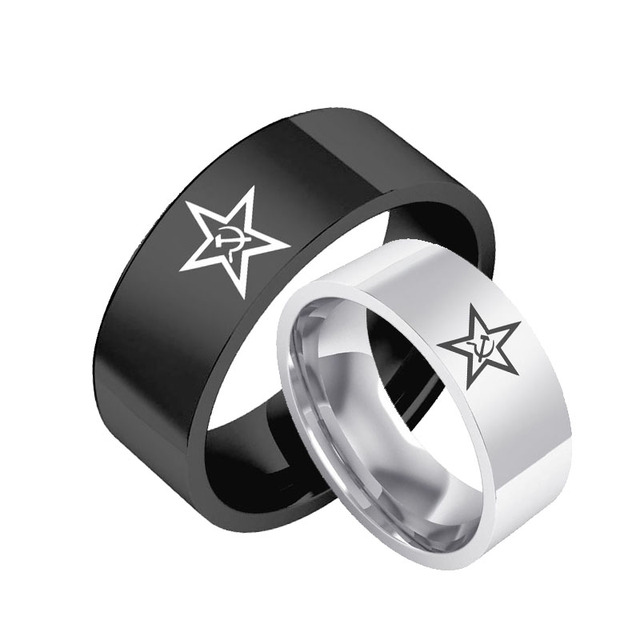 Pierścień stalowy z emblematem Sierp i Młotek, modny prezent Vintage - Wianko - 2
