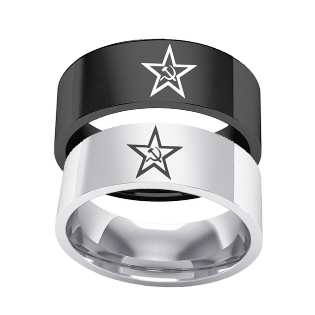 Pierścień stalowy z emblematem Sierp i Młotek, modny prezent Vintage - Wianko - 6
