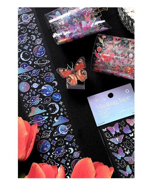 PET kolorowy brązujący pasek Washi Tape z naklejkami motylami - czerwony karp i piśmiennicze naklejki koreańskie - Wianko - 10