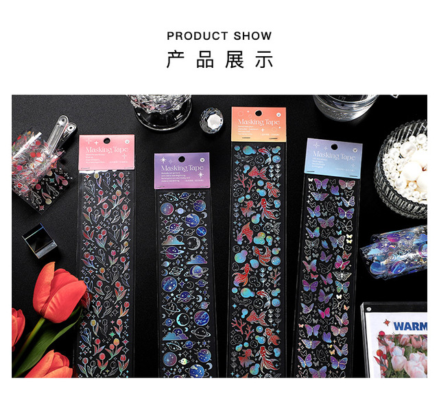 PET kolorowy brązujący pasek Washi Tape z naklejkami motylami - czerwony karp i piśmiennicze naklejki koreańskie - Wianko - 4