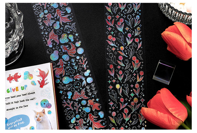 PET kolorowy brązujący pasek Washi Tape z naklejkami motylami - czerwony karp i piśmiennicze naklejki koreańskie - Wianko - 7