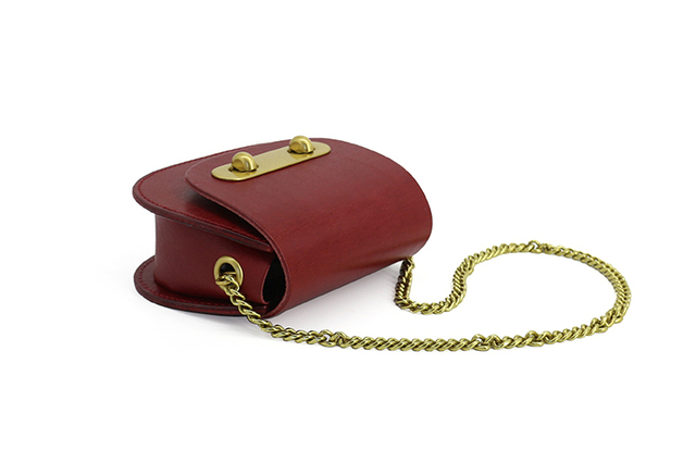 Mini torba na ramię z prawdziwej skóry bydlęcej z metalowym łańcuszkiem dla kobiet - Vintage style - Wianko - 12