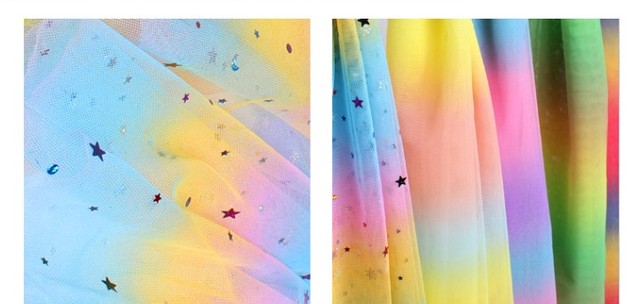 Gaza Gradient Rainbow z gwiazdami - 1 metr, cekiny, rekwizyty fotograficzne i dekoracje - Wianko - 3
