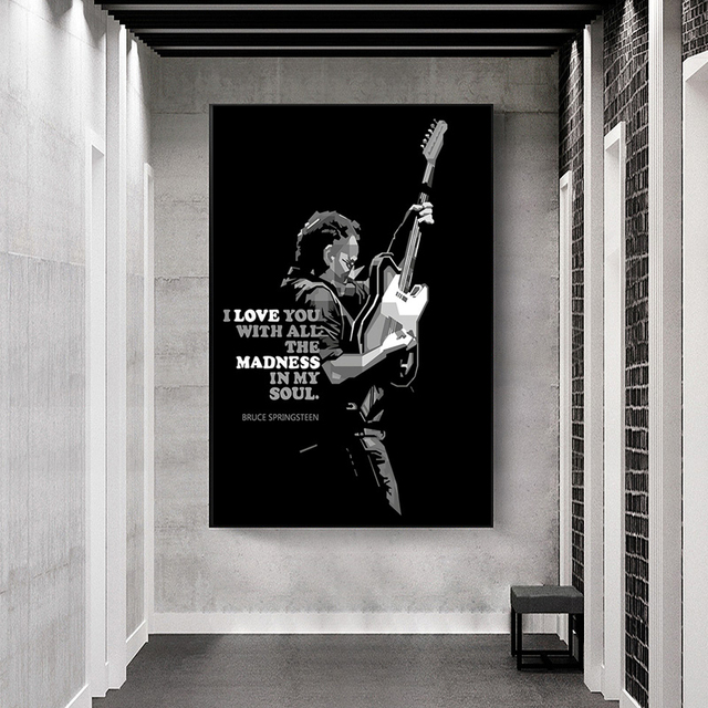 Plakat z czarnym tłem rockowego piosenkarza - malarstwo ścienne do salonu i sypialni - Wianko - 2