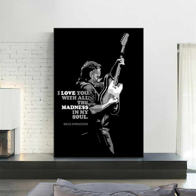 Plakat z czarnym tłem rockowego piosenkarza - malarstwo ścienne do salonu i sypialni - Wianko - 3