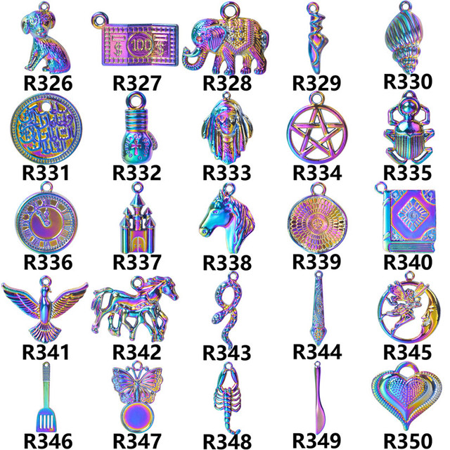 Wisiorek Gun Rainbow Charms w zestawie 5 sztuk - biżuteria w torbie - Wianko - 17