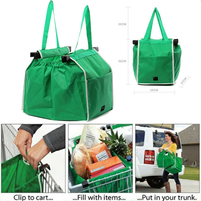 Duża torba na zakupy wózek Clip-To-Cart wielokrotnego użytku do przechowywania torby Heavy Duty Bolsas Supermarket zakupy Tote - Wianko - 18