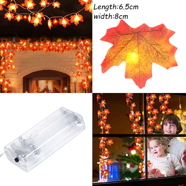 LED liście klonu zasilane baterią - idealne dekoracje DIY na Halloween, do wnętrza i na zewnątrz, na wakacyjne święta, z odmą atmosferą dziękczynienia - Wianko - 6