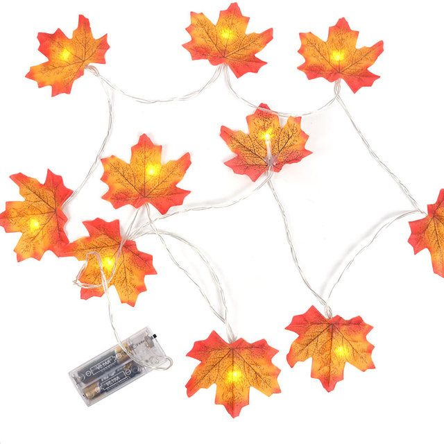 LED liście klonu zasilane baterią - idealne dekoracje DIY na Halloween, do wnętrza i na zewnątrz, na wakacyjne święta, z odmą atmosferą dziękczynienia - Wianko - 3