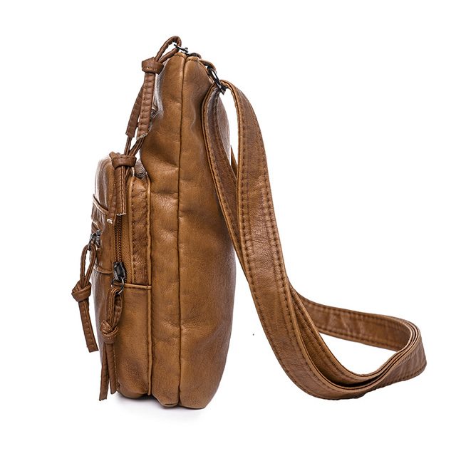 Nowa prosta damaska torba na ramię wysokiej jakości z małą torbą kurierską z jednolitym kolorem ze skóry PU 2021 - Wianko - 5