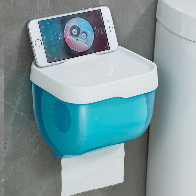 Wodoodporny bezdotykowy uchwyt na papier toaletowy z przegródką na telefon komórkowy - Wianko - 2