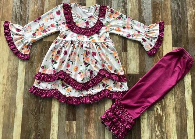 Zestaw sukienki i spodni dla dziewczynki w stylu floral polka dot z koronką - różowy, kolor jednolity, casual, rozmiar 11 - Wianko - 4