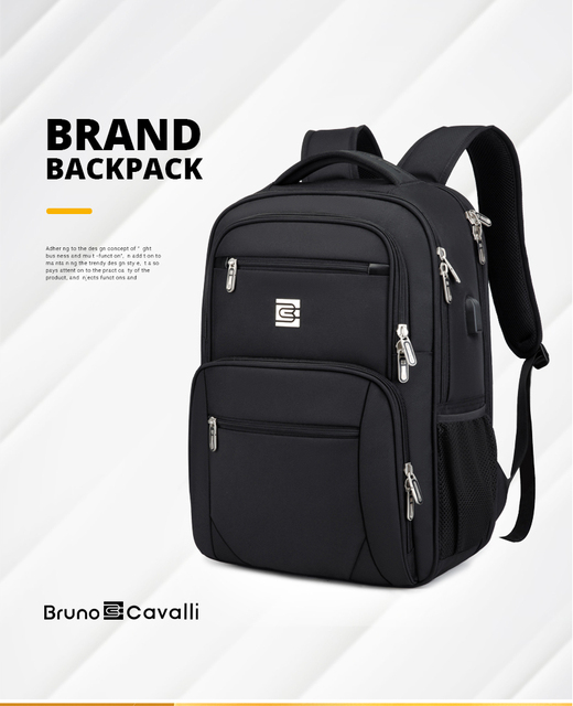 Plecak Bruno Cavalli na laptopa 15.6 cala z zabezpieczeniem przeciw kradzieży oraz TSA - mężczyźni, podróż, nastolatkowie, mochila - Wianko - 3