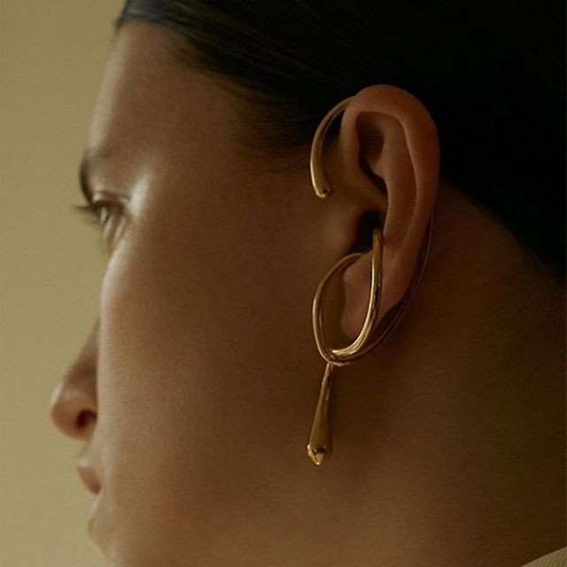 Klipsy na uszy damskie - 1PC Złote klipsy w geometrycznym stylu punk dla kobiet - biżuteria charakteryzująca się elegancką klamrą na kości odejmującą urok produktowi - Wianko - 8