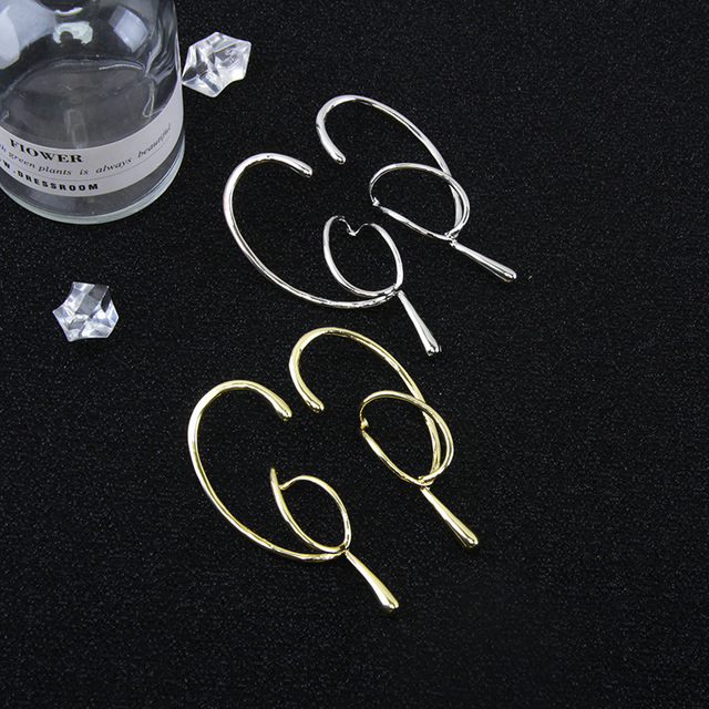 Klipsy na uszy damskie - 1PC Złote klipsy w geometrycznym stylu punk dla kobiet - biżuteria charakteryzująca się elegancką klamrą na kości odejmującą urok produktowi - Wianko - 12