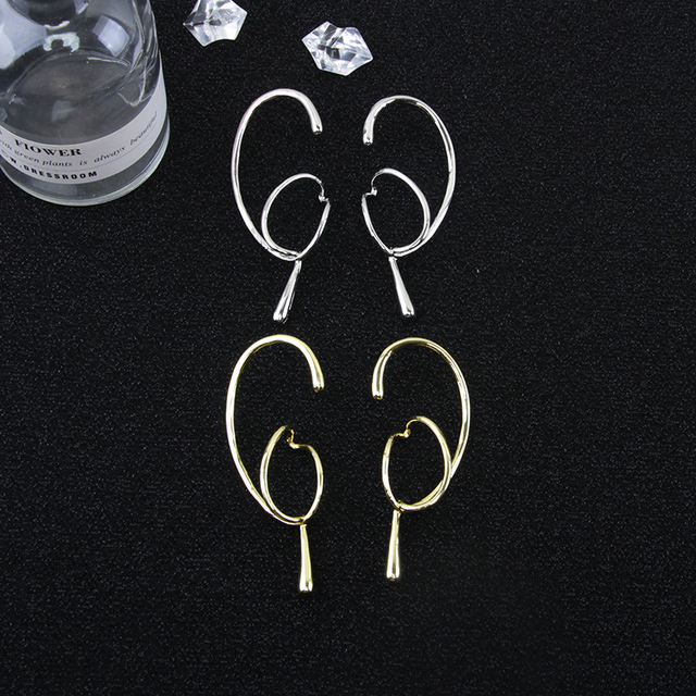 Klipsy na uszy damskie - 1PC Złote klipsy w geometrycznym stylu punk dla kobiet - biżuteria charakteryzująca się elegancką klamrą na kości odejmującą urok produktowi - Wianko - 13
