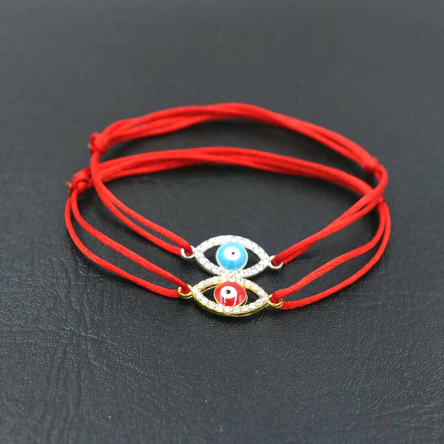 Mężczyźni i kobiety - bransoletka Evil Eye ze srebrnym kryształem cyrkon, turecki niebieski, szczęście - czerwona linka - Wianko - 23