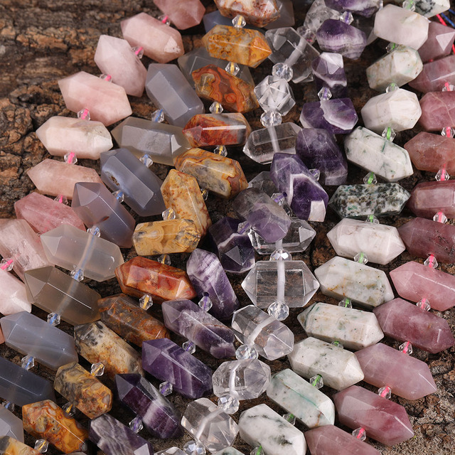 Zakonczyłam oto propozycję tytułu: Luźny naszyjnik z różowym kwarcem - około 24 sztuk/strand, wiercone tuskowe koraliki z kryształkami - Wianko - 20