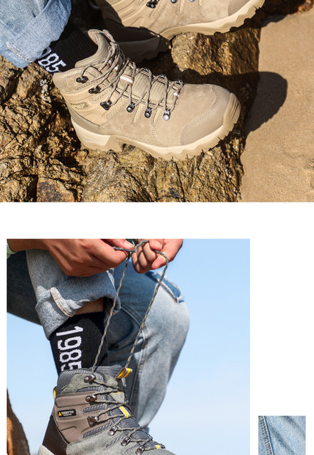 Skórzane buty turystyczne HUMTTO męskie trekkingowe, antypoślizgowe - Wianko - 14