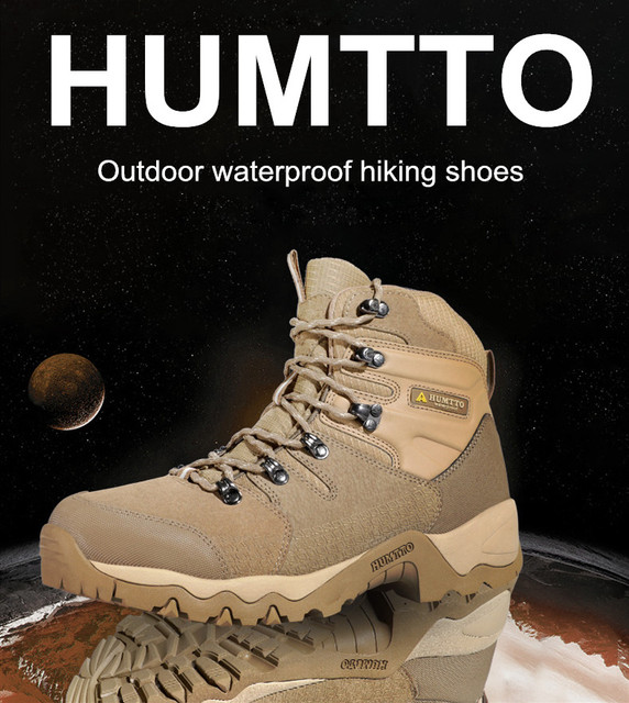Skórzane buty turystyczne HUMTTO męskie trekkingowe, antypoślizgowe - Wianko - 3