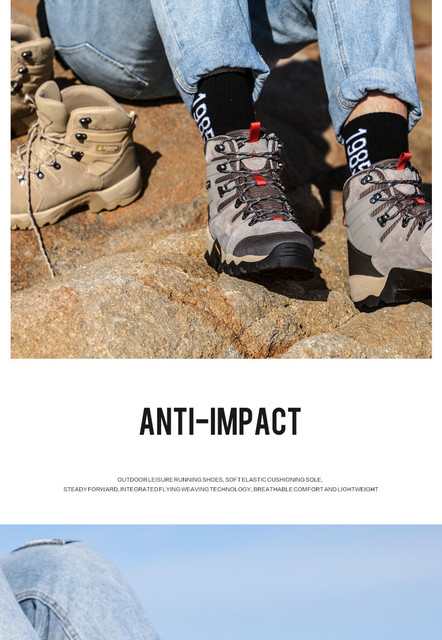 Skórzane buty turystyczne HUMTTO męskie trekkingowe, antypoślizgowe - Wianko - 16