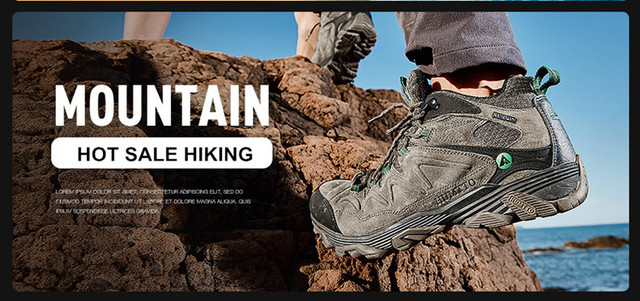 Skórzane buty turystyczne HUMTTO męskie trekkingowe, antypoślizgowe - Wianko - 2