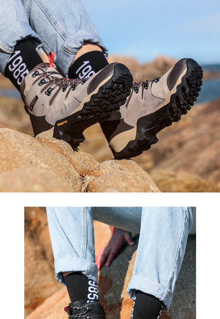 Skórzane buty turystyczne HUMTTO męskie trekkingowe, antypoślizgowe - Wianko - 17