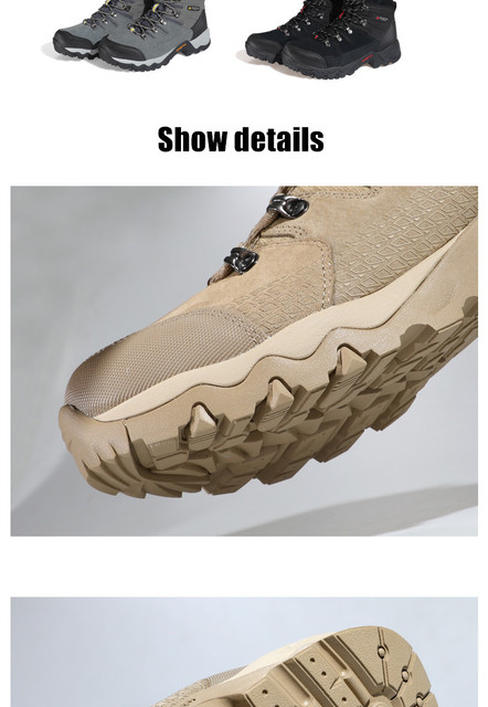 Skórzane buty turystyczne HUMTTO męskie trekkingowe, antypoślizgowe - Wianko - 21