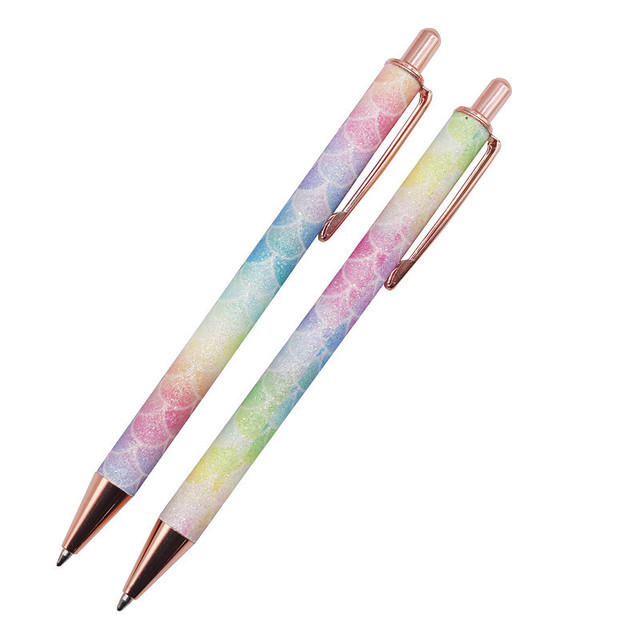 Błyszczący kryształowy długopis z metalowym wisiorkiem, stalówką o grubości 1.0mm i niebieskim wkładem - Wianko - 8