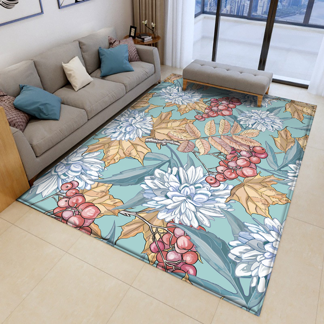 Duży dywan 3D z kolorowym motywem kwiatowym - idealny do salonu ślubnego - Wianko - 25