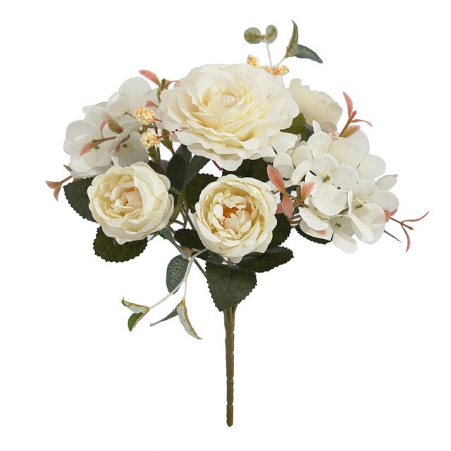 Sztuczne kwiaty Retro: jedwabna róża, bukiet piwonia Vintage Bride - sztuczny kwiat dekoracyjny ślubny i domowy - Wianko - 27