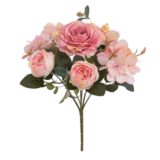 Sztuczne kwiaty Retro: jedwabna róża, bukiet piwonia Vintage Bride - sztuczny kwiat dekoracyjny ślubny i domowy - Wianko - 20
