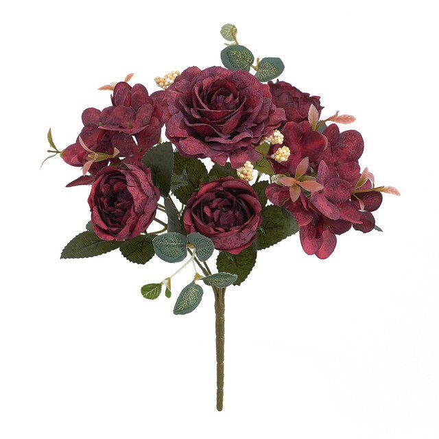 Sztuczne kwiaty Retro: jedwabna róża, bukiet piwonia Vintage Bride - sztuczny kwiat dekoracyjny ślubny i domowy - Wianko - 26