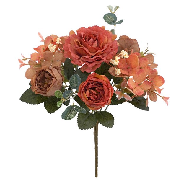 Sztuczne kwiaty Retro: jedwabna róża, bukiet piwonia Vintage Bride - sztuczny kwiat dekoracyjny ślubny i domowy - Wianko - 24