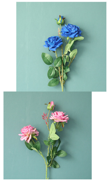 5 sztuk/partia symulacja 3 głowice sztuczne róże - dekoracja ślubna i ogrodowa - Wianko - 78