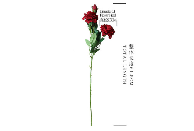 5 sztuk/partia symulacja 3 głowice sztuczne róże - dekoracja ślubna i ogrodowa - Wianko - 69