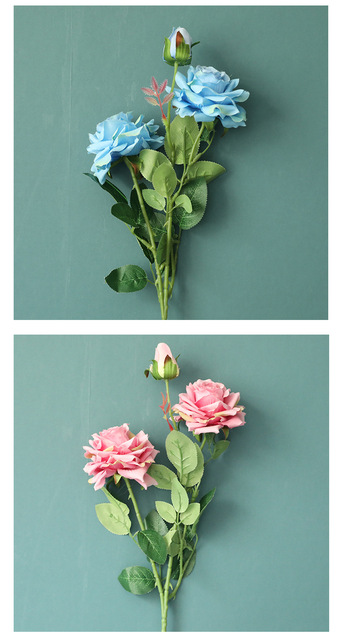 5 sztuk/partia symulacja 3 głowice sztuczne róże - dekoracja ślubna i ogrodowa - Wianko - 76