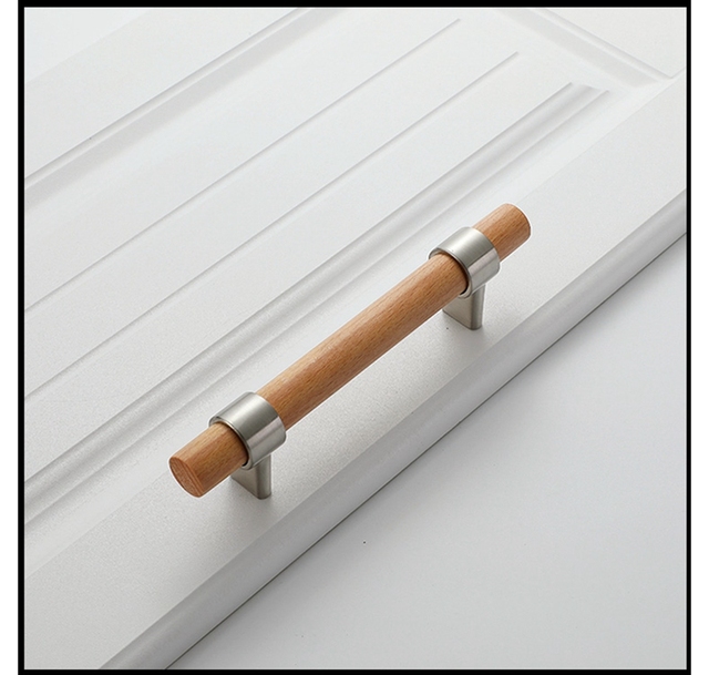 Drewniany uchwyt meblowy gałka szuflady / drzwi, pojedynczy otwór, 128mm / 96mm - Wianko - 9