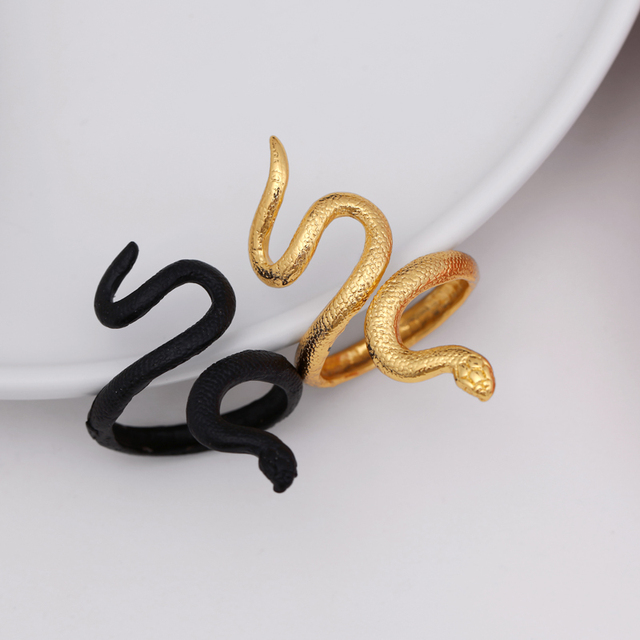Regulowany pierścień z wężem Moda złoty dla kobiet i mężczyzn - Wianko - 2